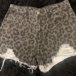 SHEIN Distressed Cheetah/Leopard Print Shorts!